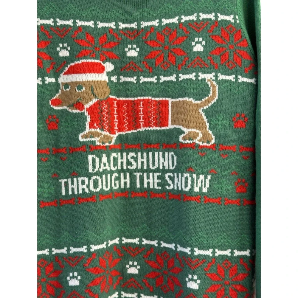Norther Pole Dachshund‎ Christmas Sweater Wiener Dogs Pullover Women's Sz XXL